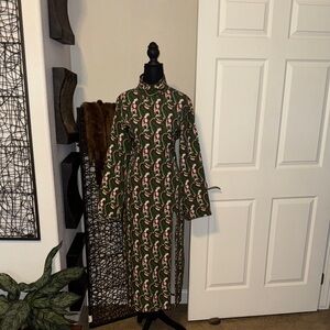 Zara Long Sleeve Dress in Green and Cream